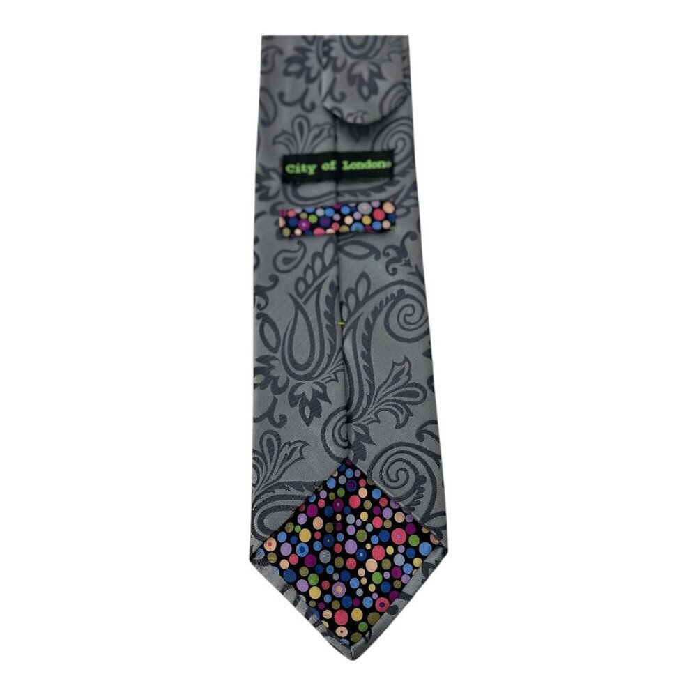Vintage City of London 100%‎ Silk Men's Tie | Gray | Paisely Print